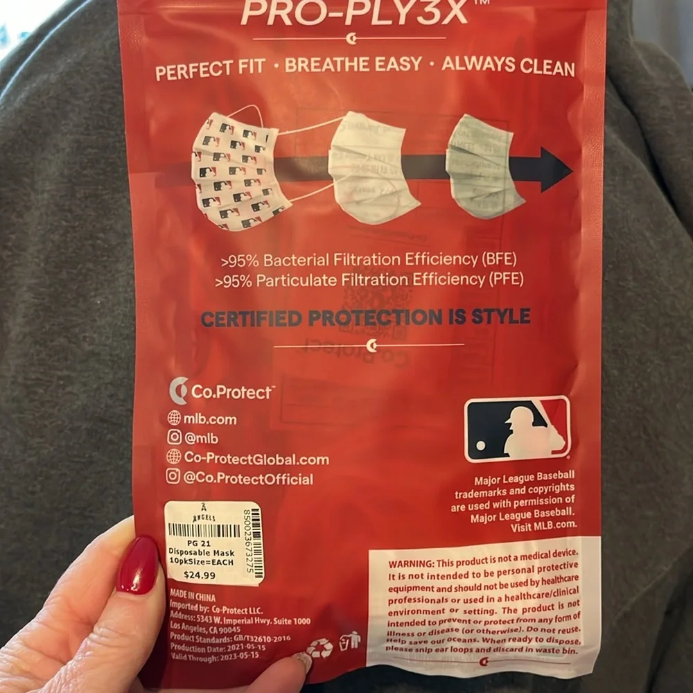 Los Angeles Angels baseball premium disposable face coverings